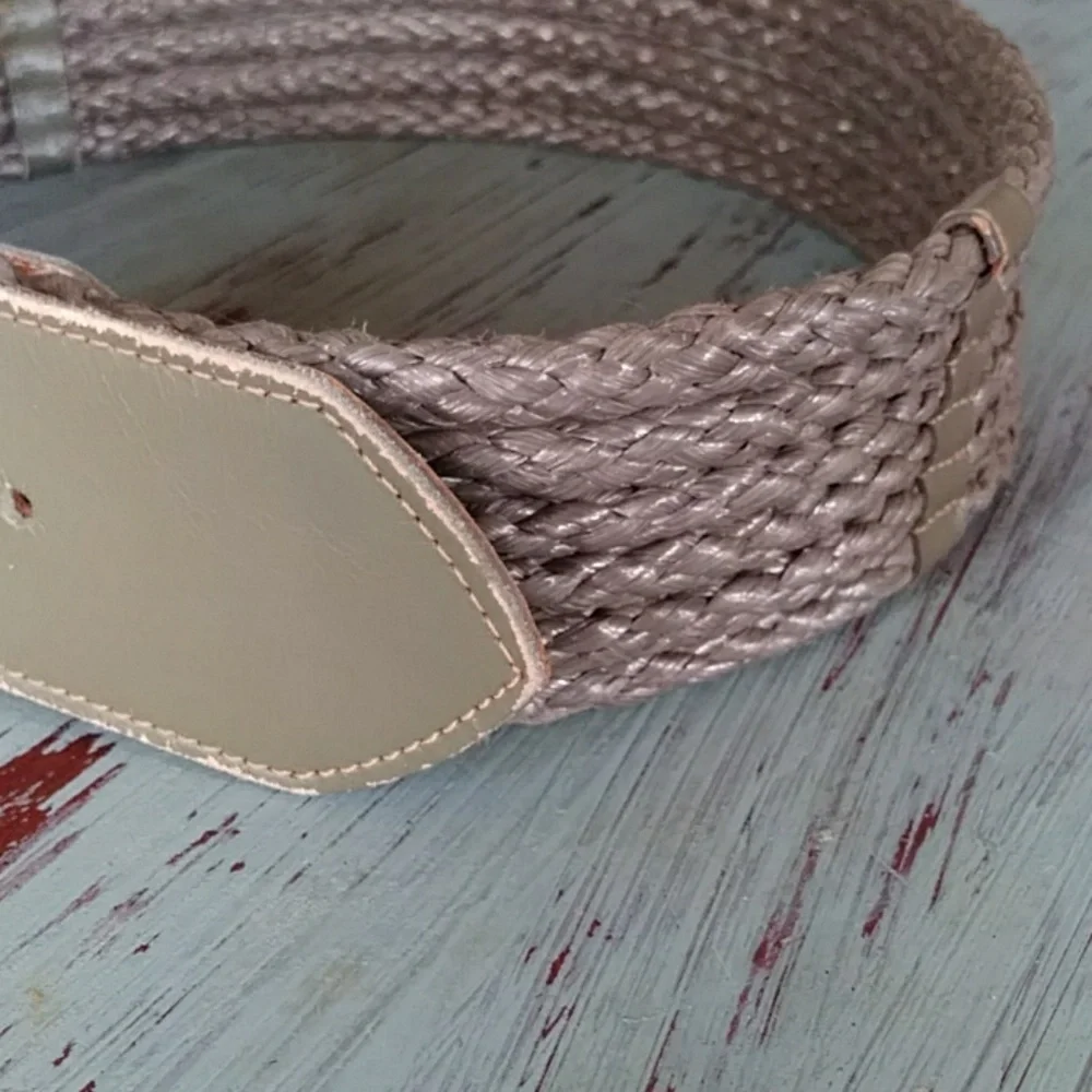 Leather and woven chord belt